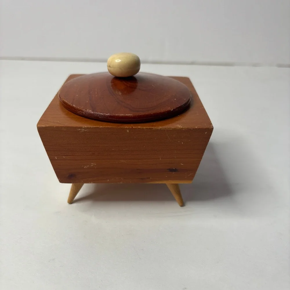 Vintage MCM Wood Trinket Box Jewelry Holder Grants Pass OR Mid‎ Century Modern *